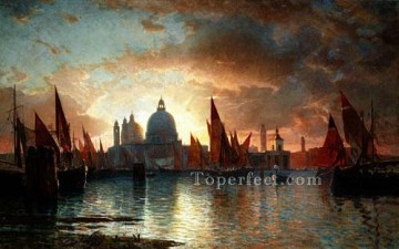  della Oil Painting - Santa Maria Della Salute Sunset scenery Luminism William Stanley Haseltine